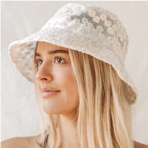 Lulus White Floral Daisy Embroidered Bucket Hat Sun Hat Cottagecore Boho